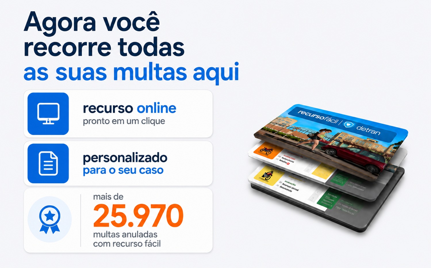Agora voc&ecirc; recorre todas as suas multas aqui: recurso online pronto em um clique, personalizado para o seu caso, mais de 25.970 multas anuladas.