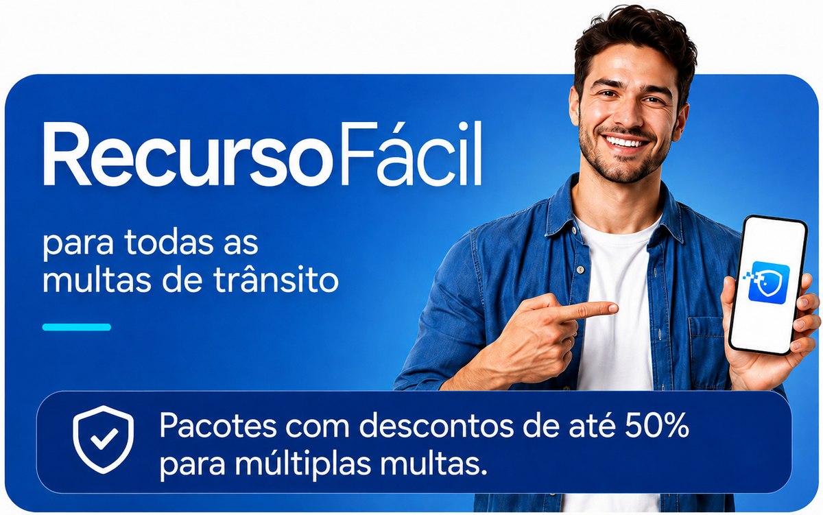 Recurso F&aacute;cil para todas as multas de tr&acirc;nsito. Pacotes com descontos de at&eacute; 50% para m&uacute;ltiplas multas.